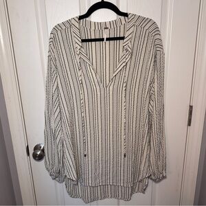 Free People Gray & White Rhythm Of The Night Striped Tunic